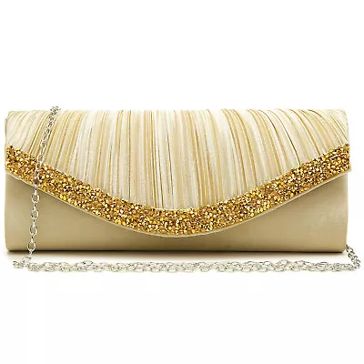 Dasein Womens Fashion Rhinestone Clutches Crossbody Formal Wedding Party Purse • $21.99