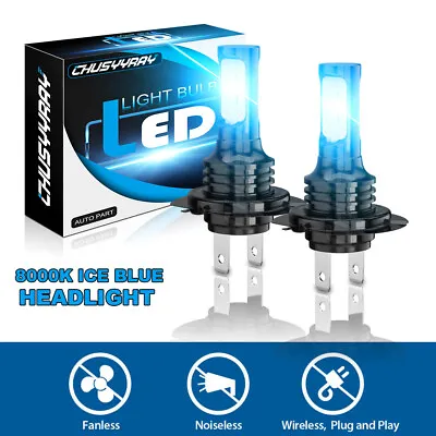 $13.99 • Buy H7 LED Headlight Bulb Kit High Low Beam Super Bright 8000K Ice Blue
