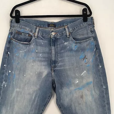 POLO RALPH LAUREN Women's Jeans Size 32 Denim Paint Splatter Avery Boyfriend • $79.99