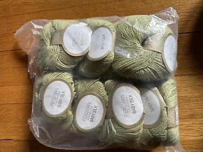 10 Skeins Discontinued Peruvian Baby Silk By Elann In Light Green • $90