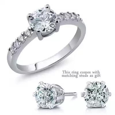 4.50 Ct 6mm Round Zirconia Ring With Matching Studs As Gifts • $12.99