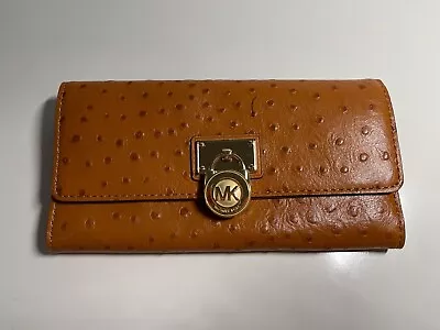 Michael Kors Hamilton Orange Ostrich Wallet • $47