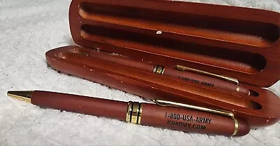 VINTAGE Collectible U.S.  Go Army  Pen & Mechanical Pencil Set W/Wood Case • $17.77