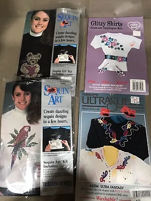 4 Vintage Shirt Craft Kits 2-Sequin Art 2- Applique • $5.90