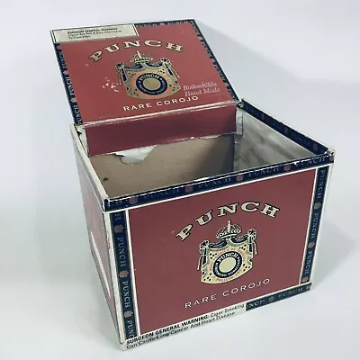 Vintage Punch Rare Corojo Empty Wood 50 Cigar Box Lift Lid Honduras Red Retro • $9.74