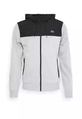 Lacoste Zip Up Hoodie Mens Black Grey Hoodie Size L XL • £54.99