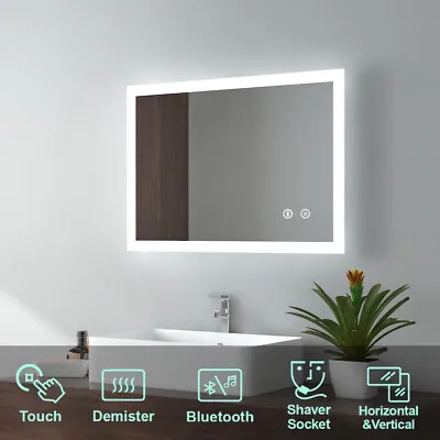 Bathroom LED Mirror Lights With BluetoothShaver SocketDemister Touch Backlit • £139.99