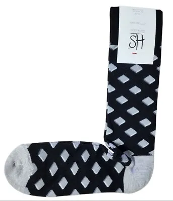HAPPY SOCKS Men's Black Cotton Soft Stretchy Crew Socks Size 8-12 NWT • $8