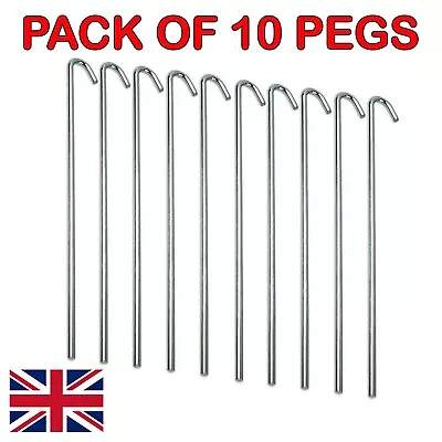 £2.65 • Buy 10 Heavy Duty Tent Pegs Steel Metal Ground Stakes Camping Gazebo Tarpaulin Hooks