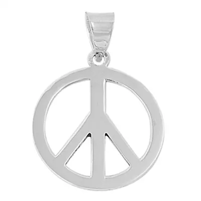 Flat Peace Sign Pendant .925 Sterling Silver High Polish Retro Vintage Charm • $19.59