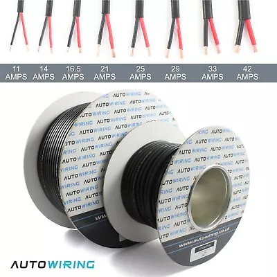 AUTOWIRING FLAT TWIN 2 Core PVC Cable 12V 24 Thin Wall Wire Automotive Red Black • £159.95