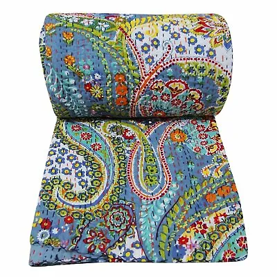 £34.75 • Buy Indian Handmade Gudri Kantha Quilt Throw Bedspread Twin Size Paizali Blanket.