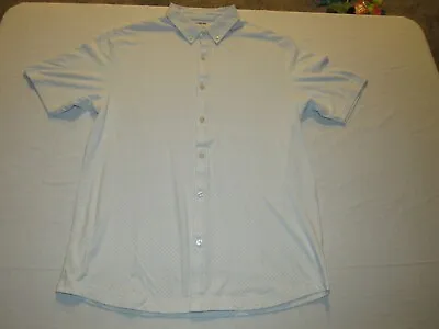 $7.48 • Buy Linksoul Men's White Gray Polka Dot Button Up Short Sleeve Golf Shirt Size L
