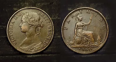 Great Britain -  Farthing  1860 q. Victoria • $15