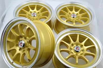 4 New DDR Roar 15x7 4x100/114.3 30mm Gold/Machined Lip 15  Wheels Rims • $599