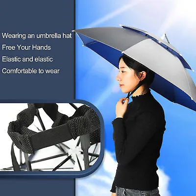 77cm Head Umbrella Hat Large Size  Protection Adults Kids  Rain Umbrella • £11.53