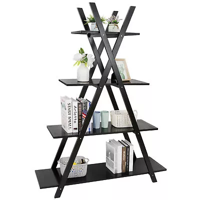 4-Tier A-Shape Ladder Bookshelf With Opening Shelves Saving Space Home Decor • $57.58