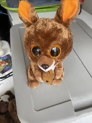 TY Kipper TYsilk Sparkle Eyes Kangaroo With Baby Beanie Boo Plush Stuffed Animal • $5