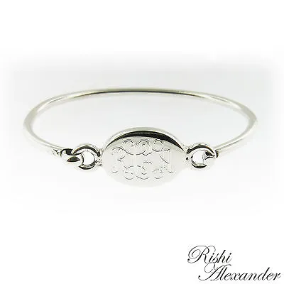 Monogrammed .925 Sterling Silver Oval Baby Child Youth Teenager Bracelet • $17.99