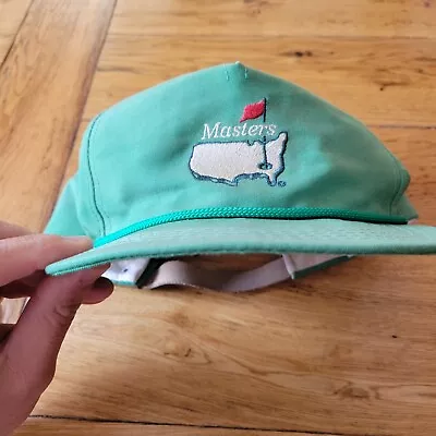 VTG Masters Derby Cap Strapback Rope Hat USA Green Embroidered RARE Used • $25