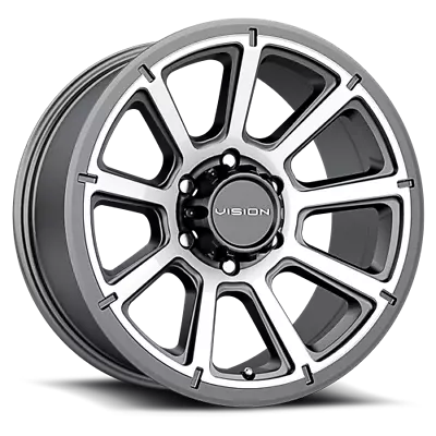 17X8.5 Vision Off Road 353 Turbine 8x170 Gunmetal Machined Wheel Rim (QTY 4) • $667