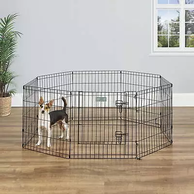 Metal Black Exercise Pet Dog Playpen With Door 24 H • $36.11