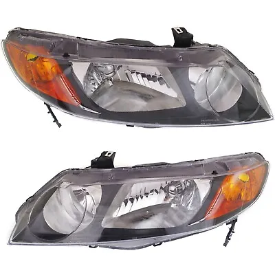 2006-2008 Replacement Headlight Pair For Honda Civic 4 Dr Sedan Black Housing • $78.20