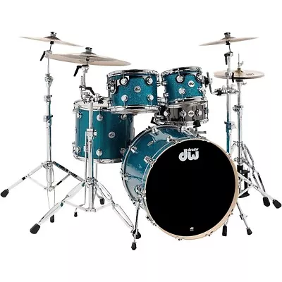 DW Collector's 4-Piece Finish Ply Teal Glass Shell Pack With Chrome Hardware • $4640.25