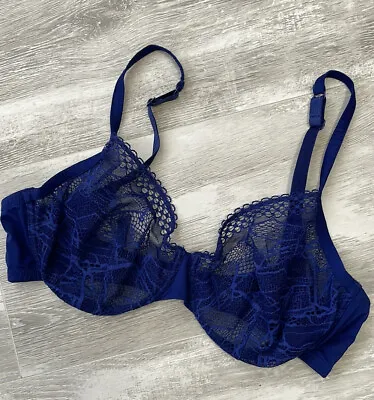 NWOT La Perla Blue Sheer Lace Cup Bra 36C $234 • $59.99