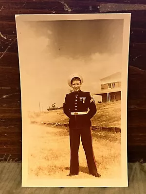 WW2 US Marine Color Snapshot Photo - 2nd Marine Division Corporal In Dress Blues • $15