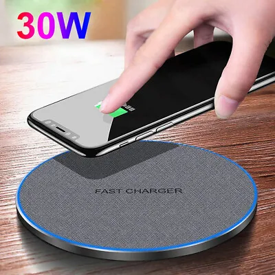 30W Wireless Fast Charging Mat Charger Pad Dock For Apple IPhone 15 Samsung S23+ • $13.98