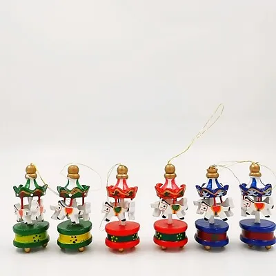 1:12 Scale  Dollhouse Miniatures Christmas Carousel Circus Horses Wooden Gifts • $7.52