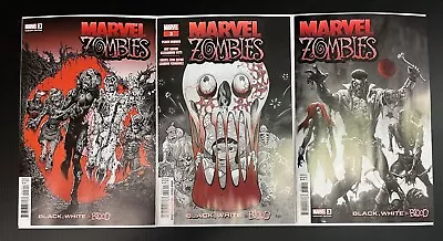 Marvel Zombies Black White Blood #3 Cvr A + B + 1:10 Nauck Homage Set Proshipper • $18.99