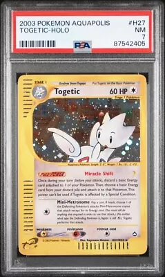 PSA 7 Togetic H27/H32 Aquapolis E Series Holo Rare Graded Pokemon Card • $74.89