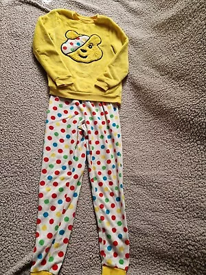 Unisex Childrens Fleece Pudsey Children In Need Pyjama Set Age 9-10. • £6