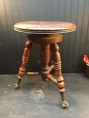 $157.50 • Buy Vintage WOOD PIANO STOOL Organ Claw Foot Victorian Wooden Seat Antique Ball Feet