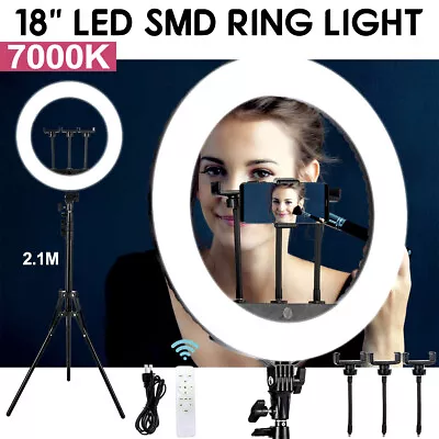 18''Dimmable LED Ring Light 2.1M Tripod Stand Selfie Lamp Phone Stream Makeup AU • $52.99