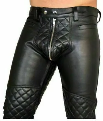 $103.34 • Buy Mens Real Cowhide Leather Pants Gay BLUF Breeches Lederhosen Jeans Trousers Cuir