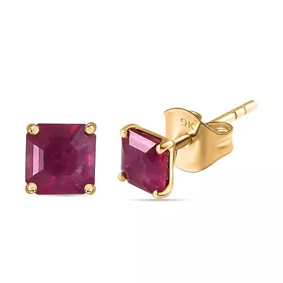 TJC 1.72ct Ruby Solitaire Stud Earrings For Women In 9ct Yellow Gold Push Back • £99.99