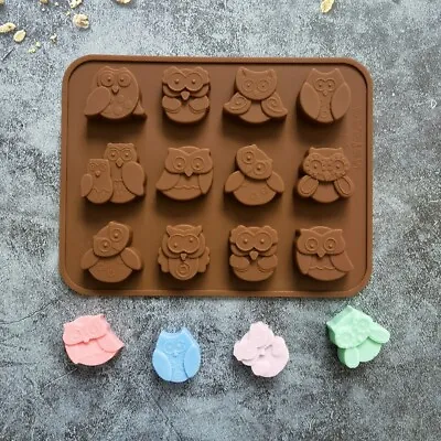 £2.19 • Buy 12 Owls Silicone Mould Chocolate Fondant Jelly Ice Cube Tray Mold Wax Melt Soap