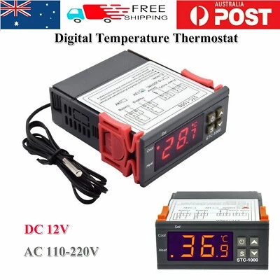 Digital Temperature Thermostat STC-1000 Controller 12V-220V Heating Cooling LCD • $13.59