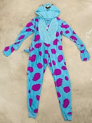 Disney Pixar Monsters Inc Sully Character Zip Pajamas Costume Hood Adult Sz L XL • $55