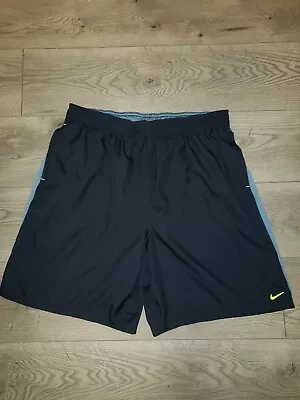 (XXL) Mens Nike Dri Fit Shorts Black Swoosh Logo Volt Green • $7