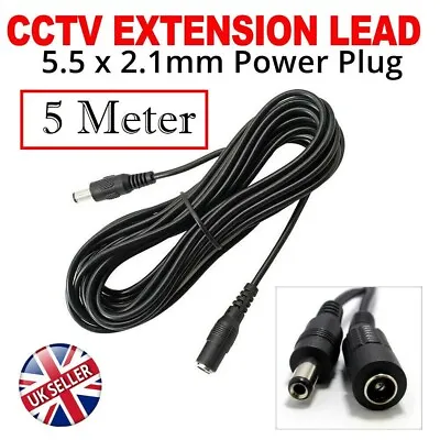 £4.10 • Buy 2.1mm X 5.5mm DC Power Male To Female 5 Meter 12 Volt Power Extension Cable