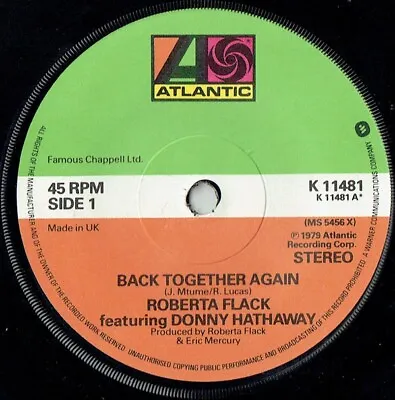 £11.99 • Buy Roberta Flack Featuring Donny Hathaway - Back Together Again (7 , Single)