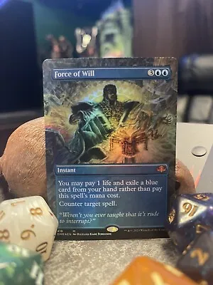 MTG Force Of Will - Borderless Foil Art - Dominaria Remastered #418 • $78