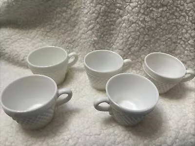 5 Hob Nail Milk Glass Tea/ Coffee Cups  • $12.12