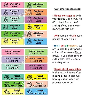 $3.47 • Buy 18 Vinyl Mixed Colour Personalised Name Label Sticker Tag School Book Childcare