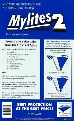 $24.99 • Buy 50 E Gerber Mylites 2 Mil Mylar Bronze Silver STANDARD Comic Book Bags Sleeves