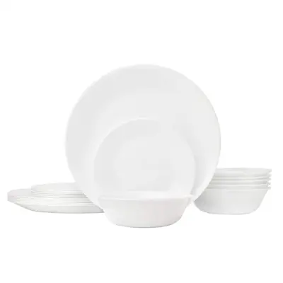 $79.99 • Buy Dinnerware Set Corelle Livingware 18 Pieces In Winter Frost White Service For 6